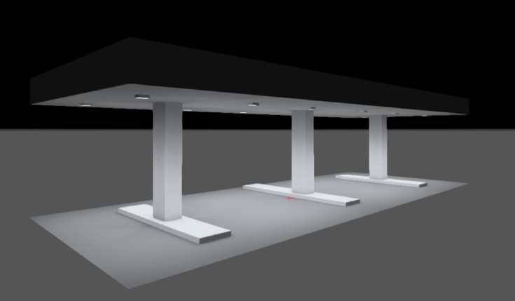โคมไฟ Canopy เกาะจ่ายน้ำมัน LED ATEX LeKise